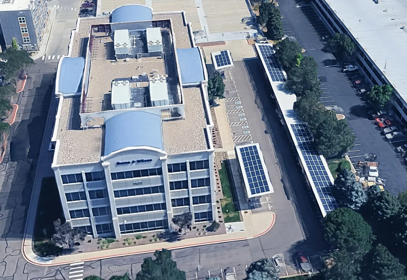 Solar canopy at a commercial office