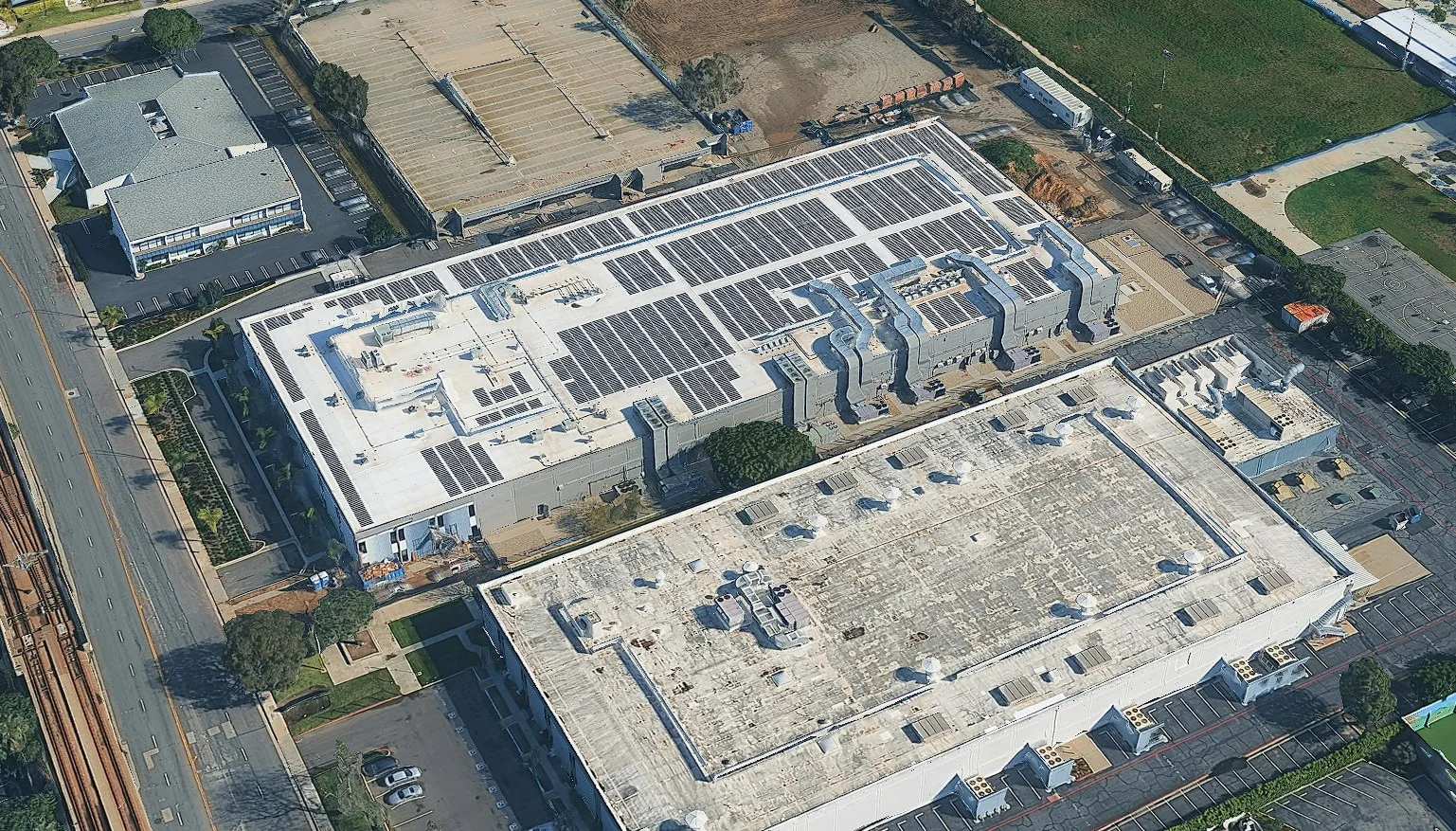 Rooftop solar on a commercial studio